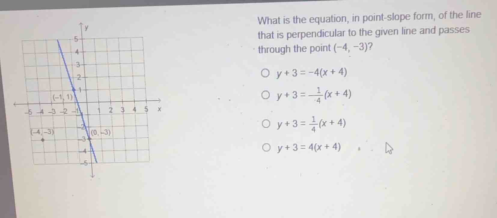 what is the equation, in point-slope form, of the line that is perpendi…