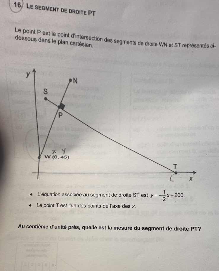 16. le segment de droite pt le point p est le point dintersection des s…