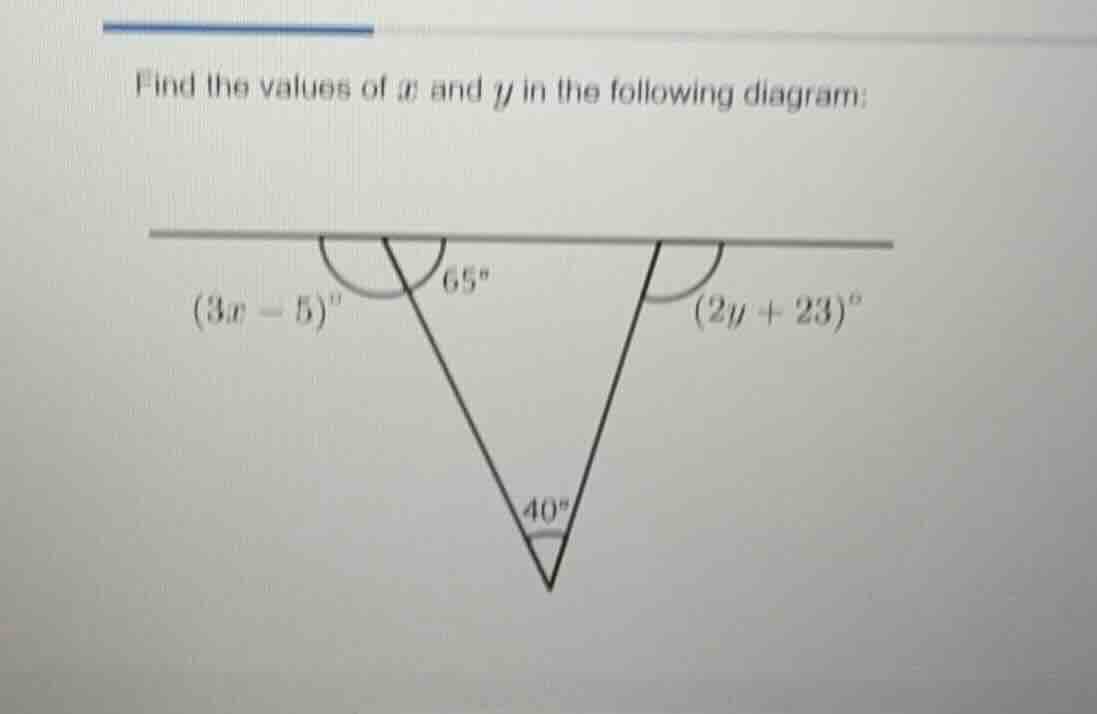 find the values of \\(x\\) and \\(y\\) in the following diagram:
