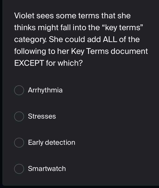 violet sees some terms that she thinks might fall into the \key terms\ …