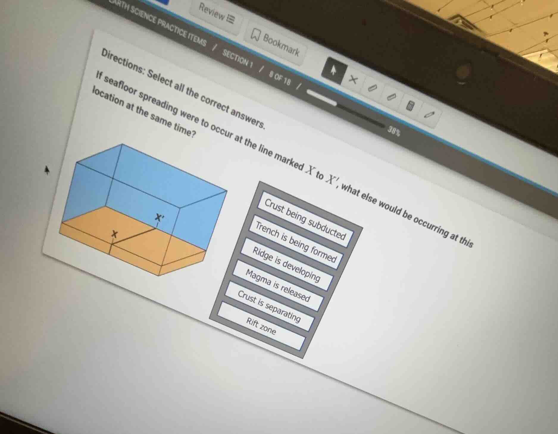 directions: select all the correct answers. if seafloor spreading were …