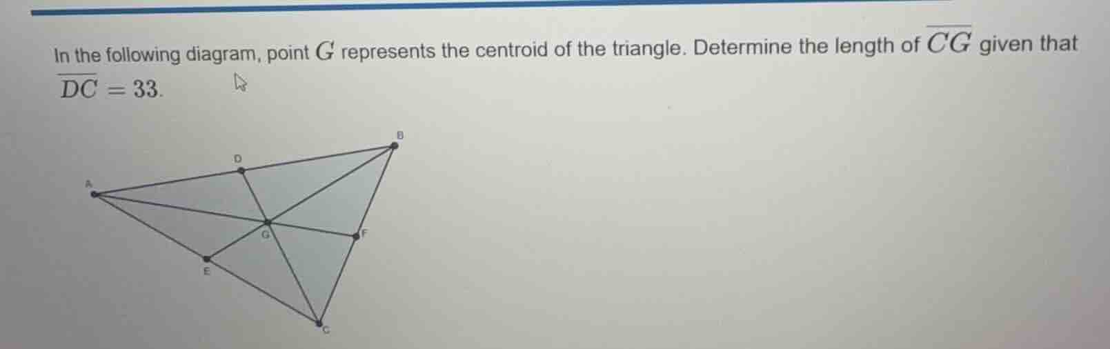 in the following diagram, point \\(g\\) represents the centroid of the …