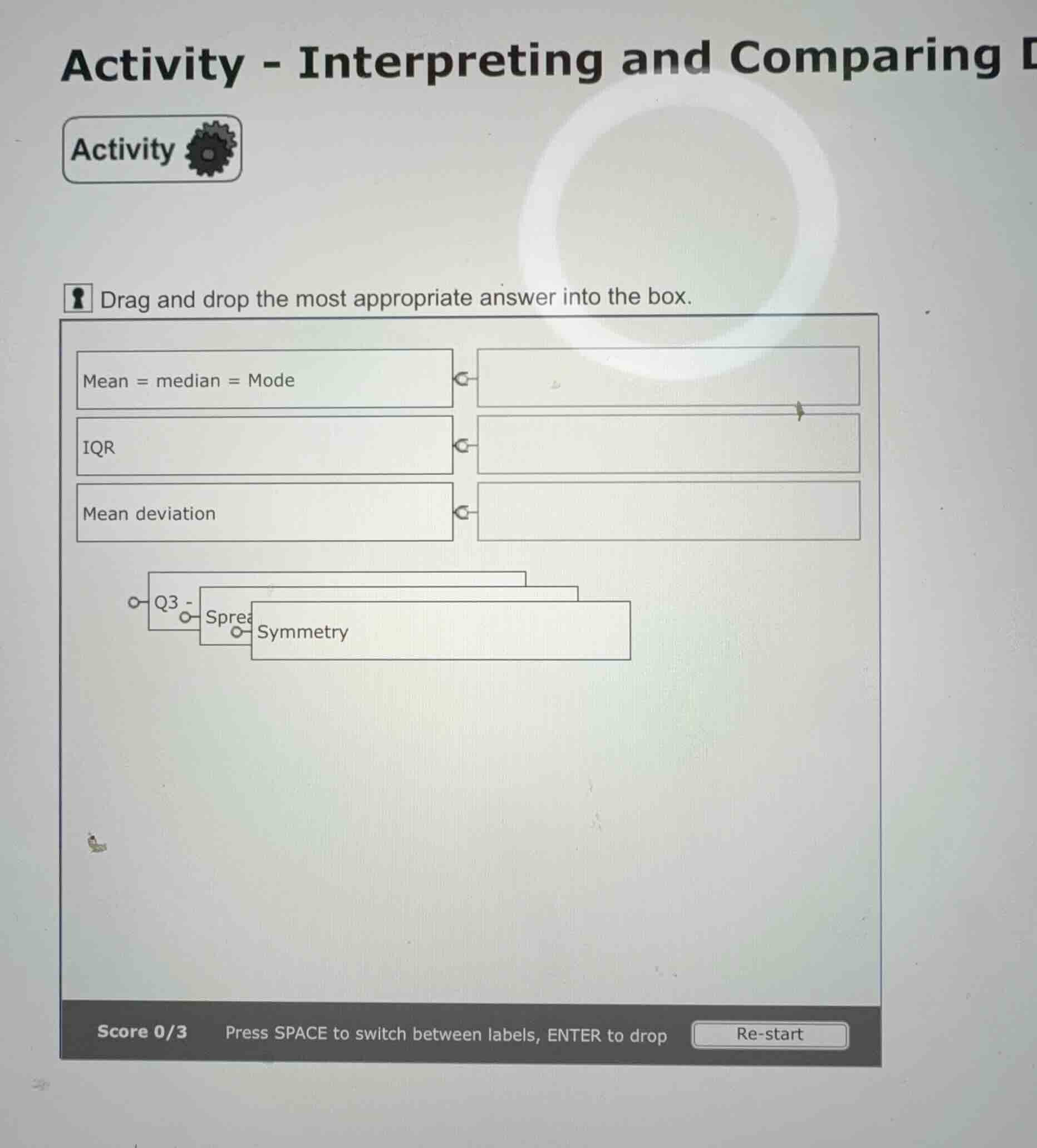 activity - interpreting and comparing activity drag and drop the most a…
