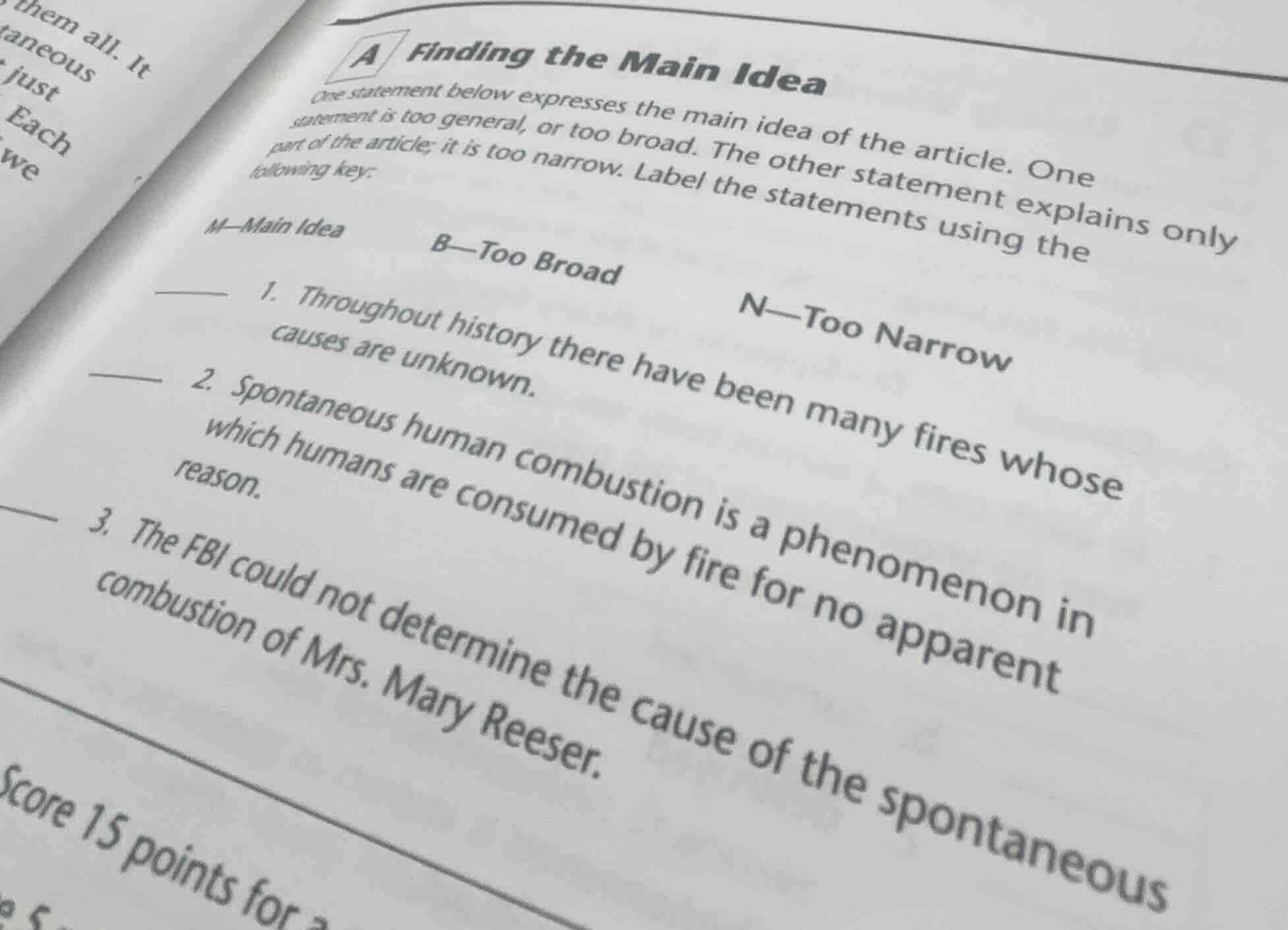 a finding the main idea one statement below expresses the main idea of …