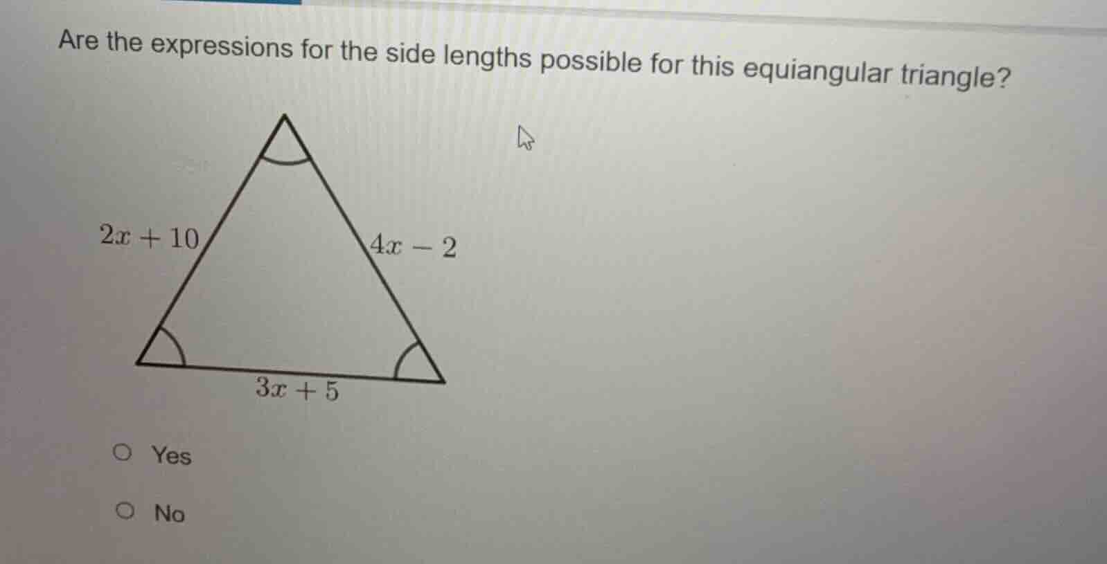 are the expressions for the side lengths possible for this equiangular …