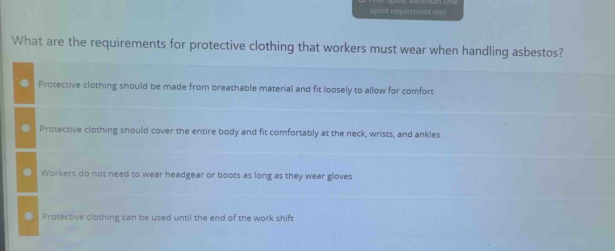 what are the requirements for protective clothing that workers must wea…