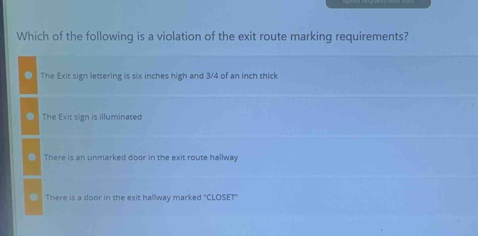 which of the following is a violation of the exit route marking require…