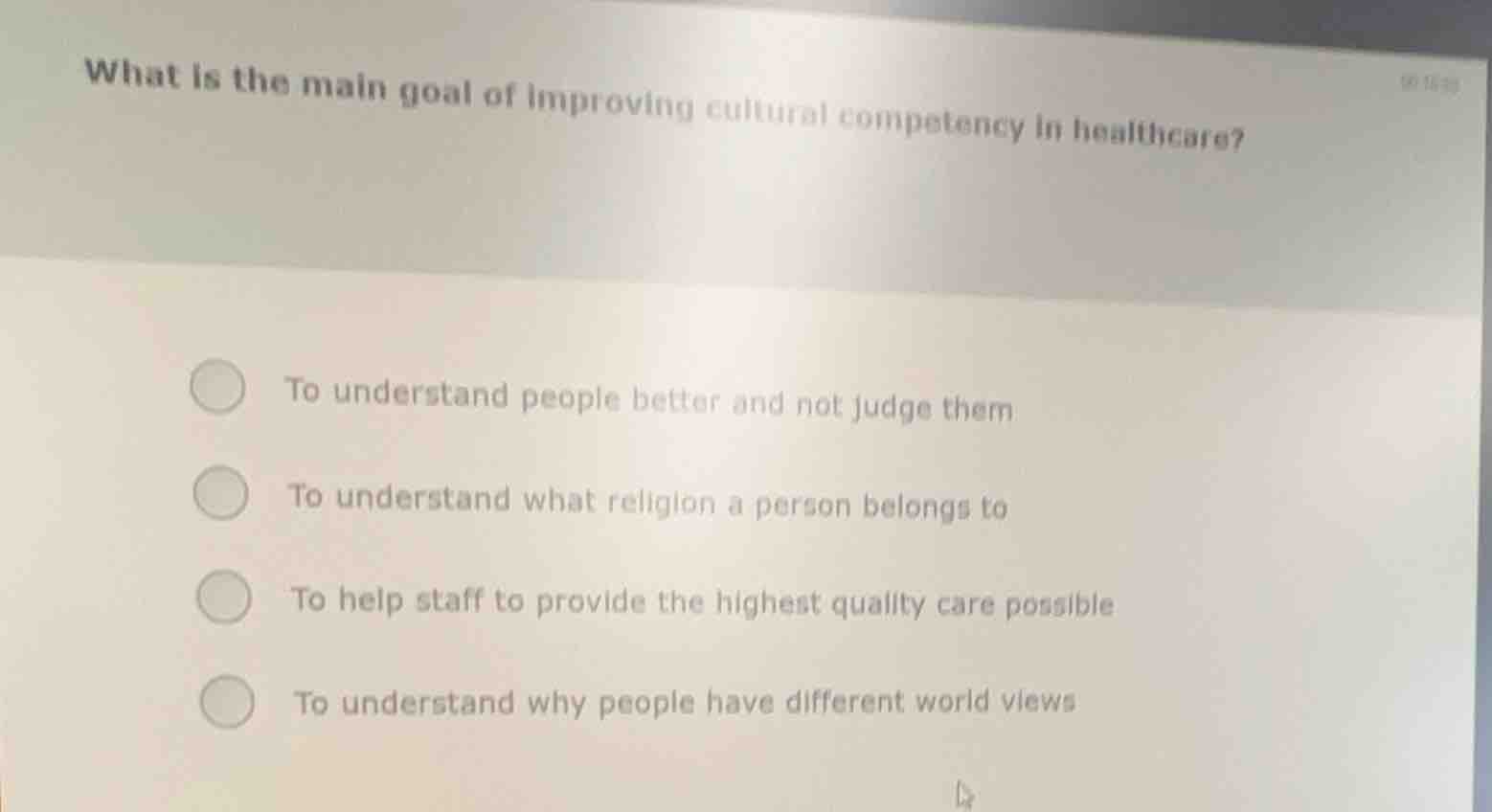 what is the main goal of improving cultural competency in healthcare? t…