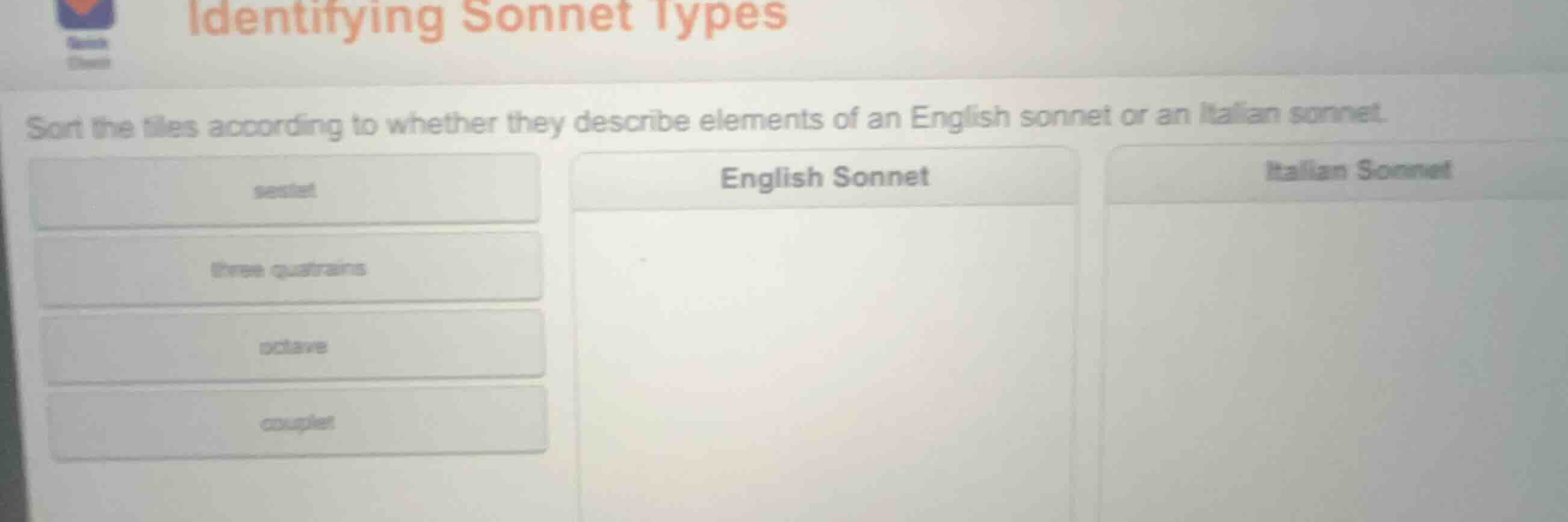 identifying sonnet types sort the tiles according to whether they descr…