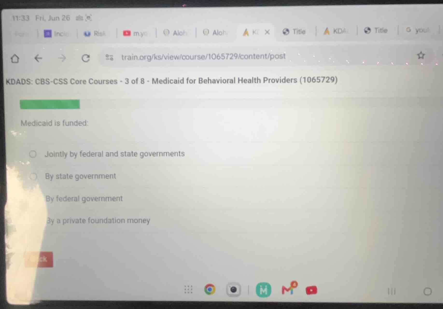 medicaid is funded: jointly by federal and state governments by state g…