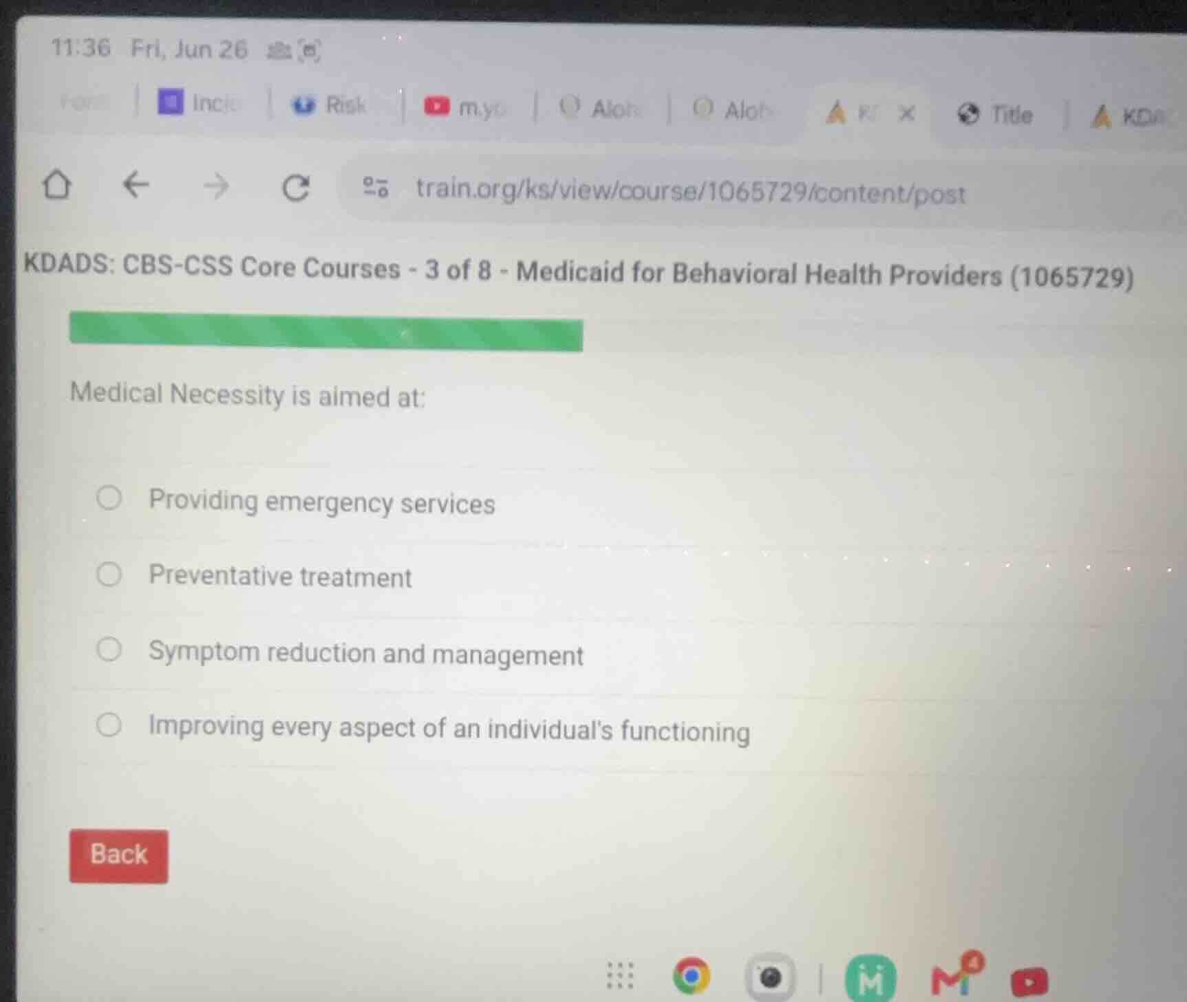 medical necessity is aimed at: providing emergency services preventativ…