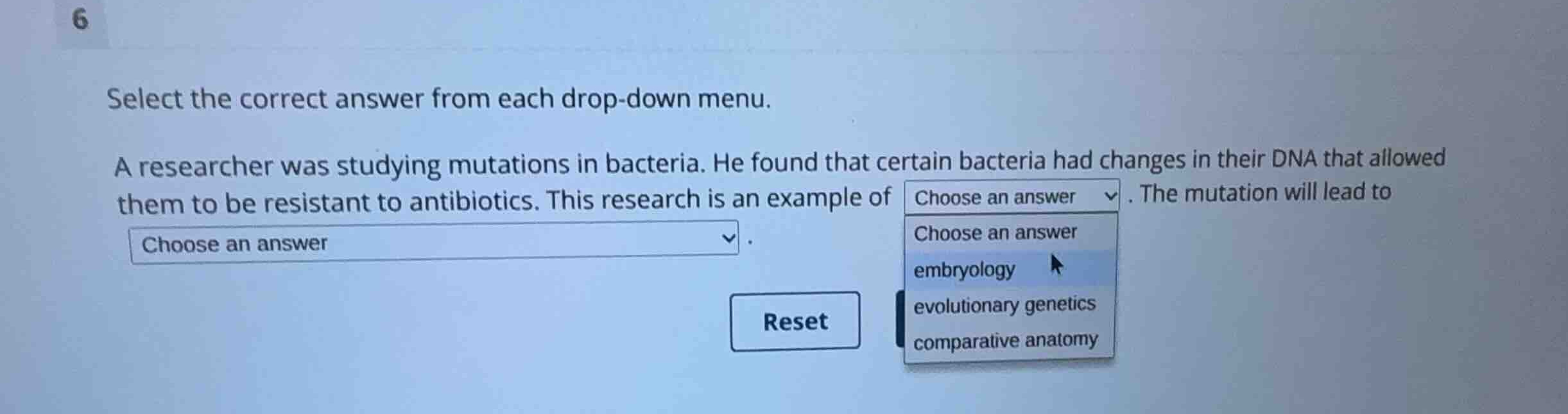 select the correct answer from each drop-down menu. a researcher was st…