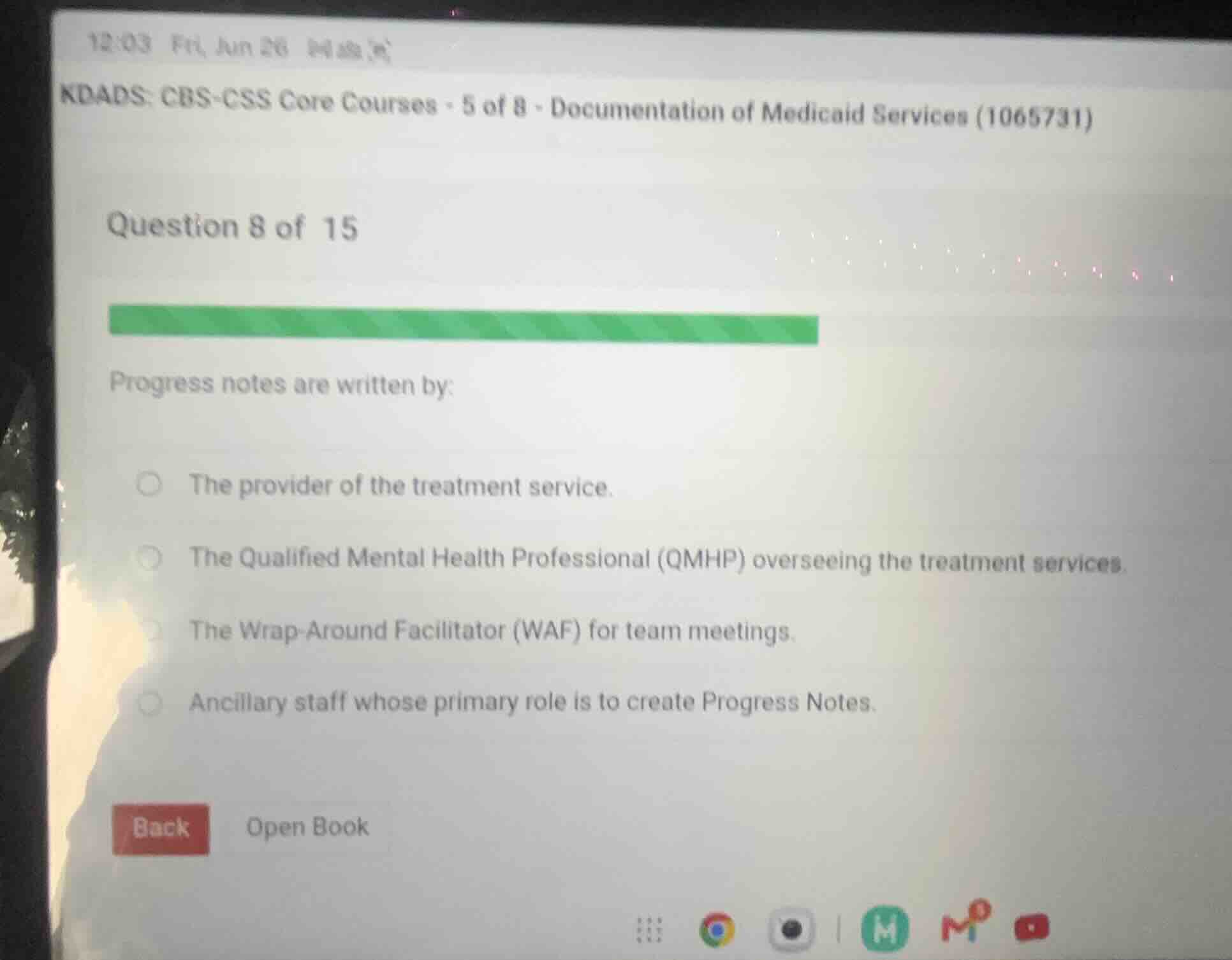 progress notes are written by: - the provider of the treatment service.…