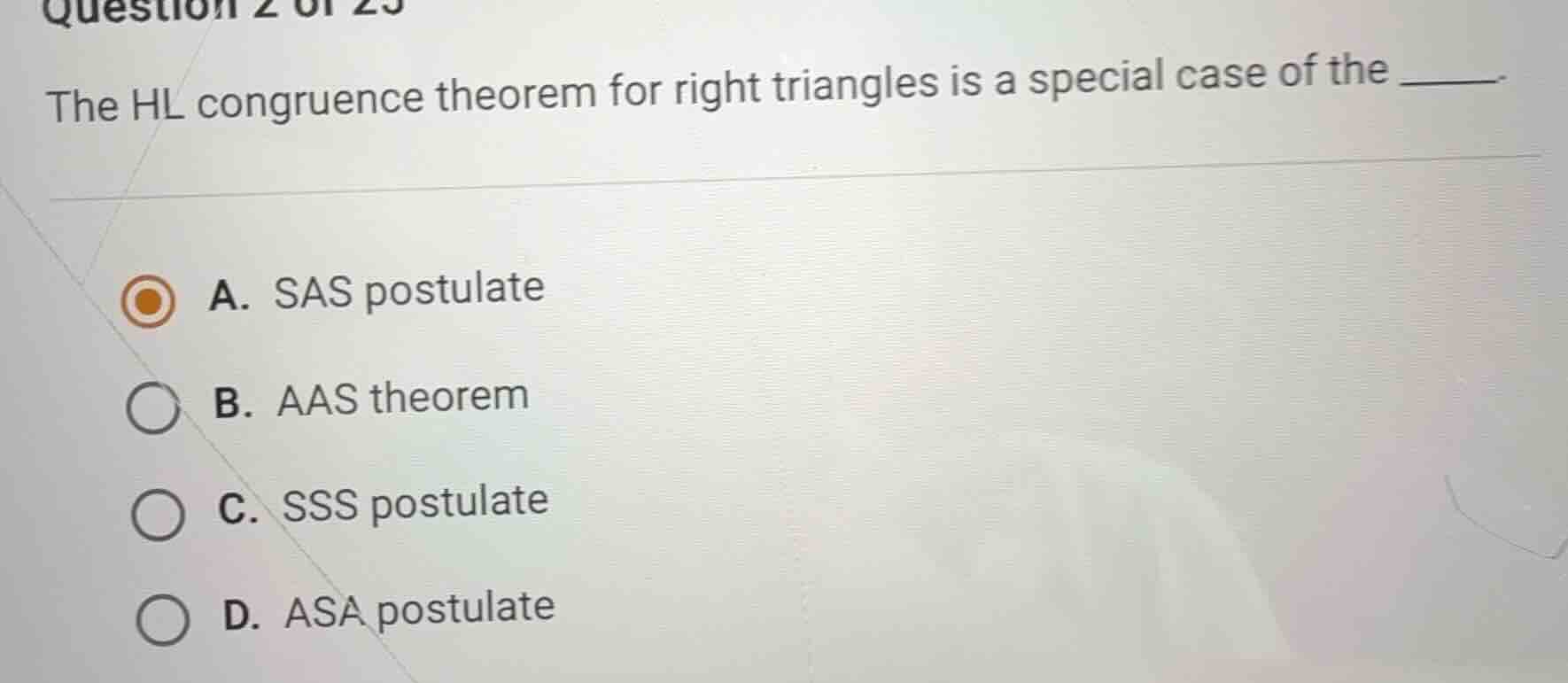 the hl congruence theorem for right triangles is a special case of the …
