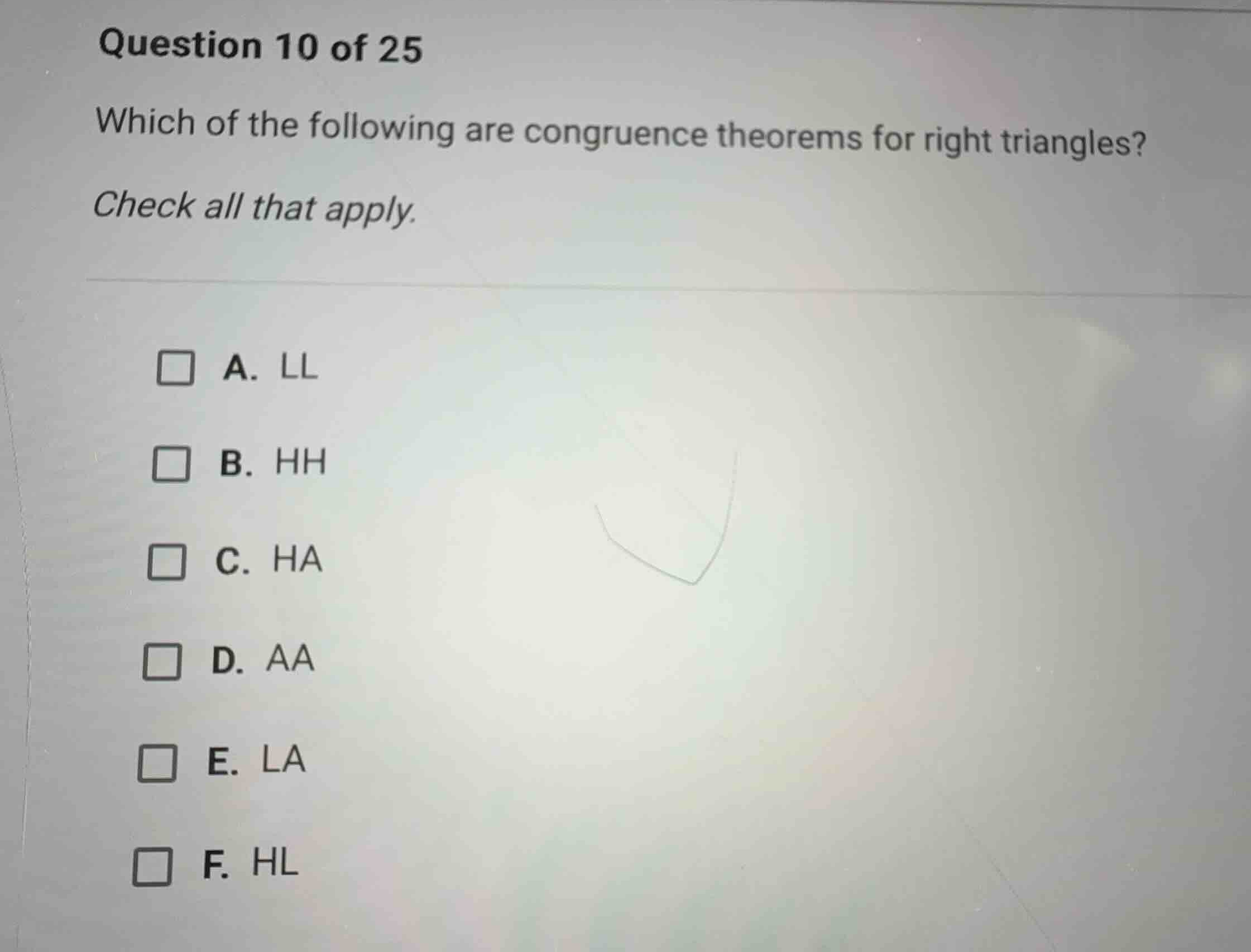 question 10 of 25 which of the following are congruence theorems for ri…