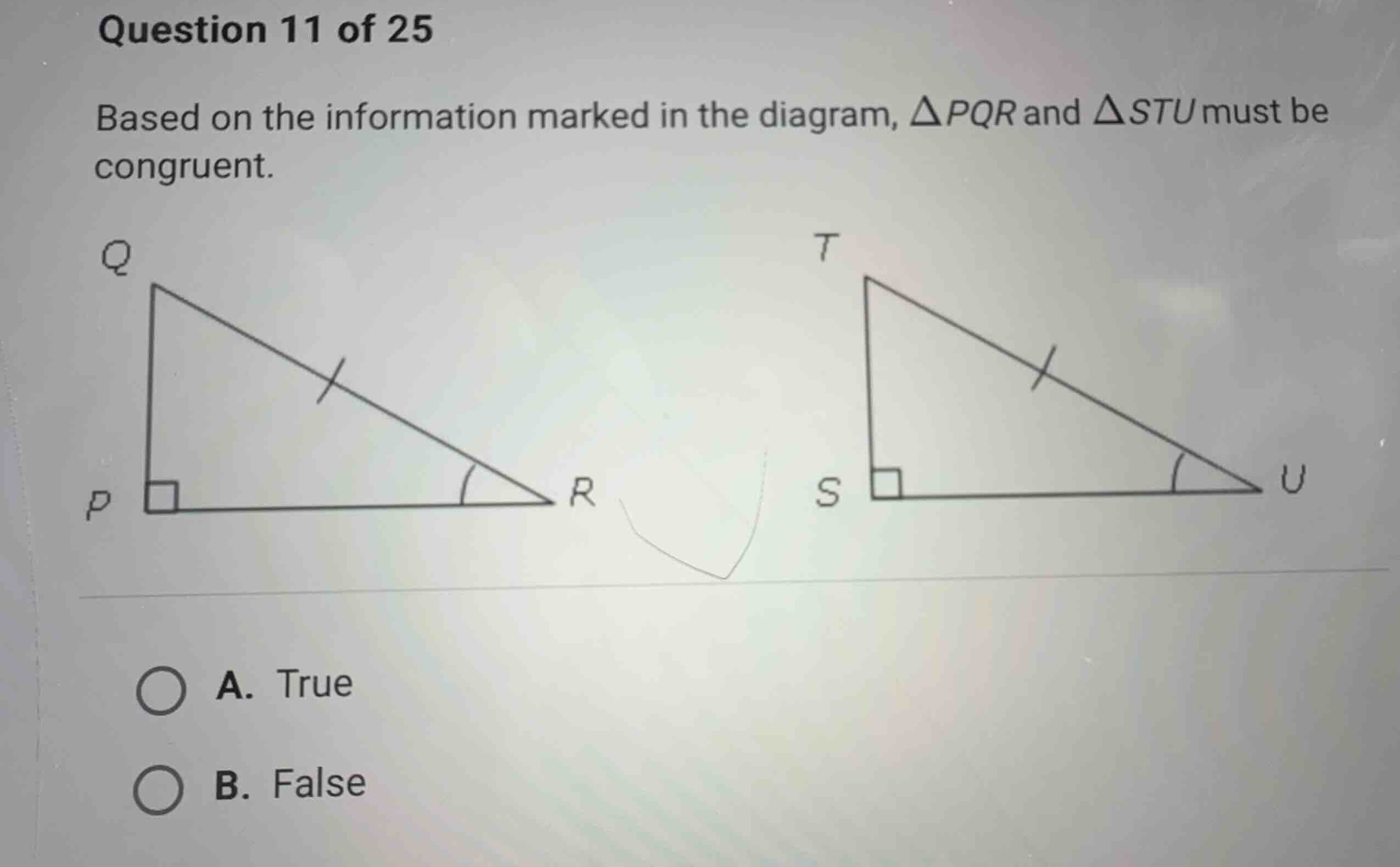 question 11 of 25 based on the information marked in the diagram, \\(\\…
