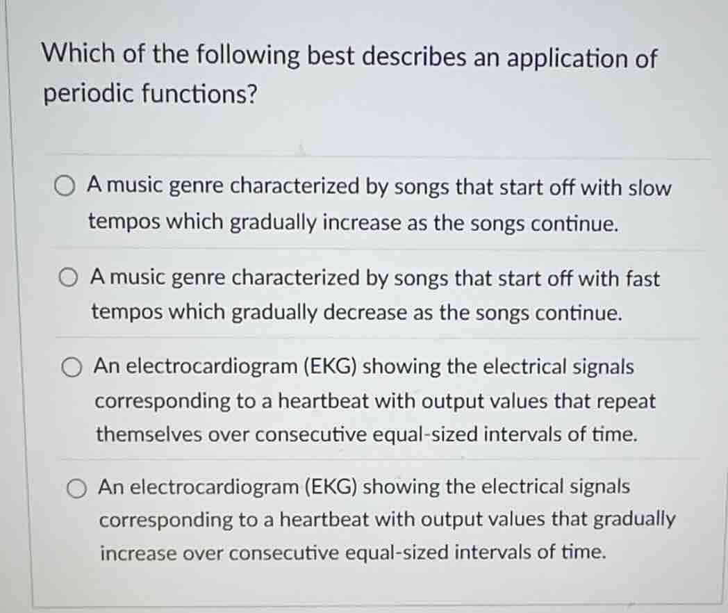 which of the following best describes an application of periodic functi…