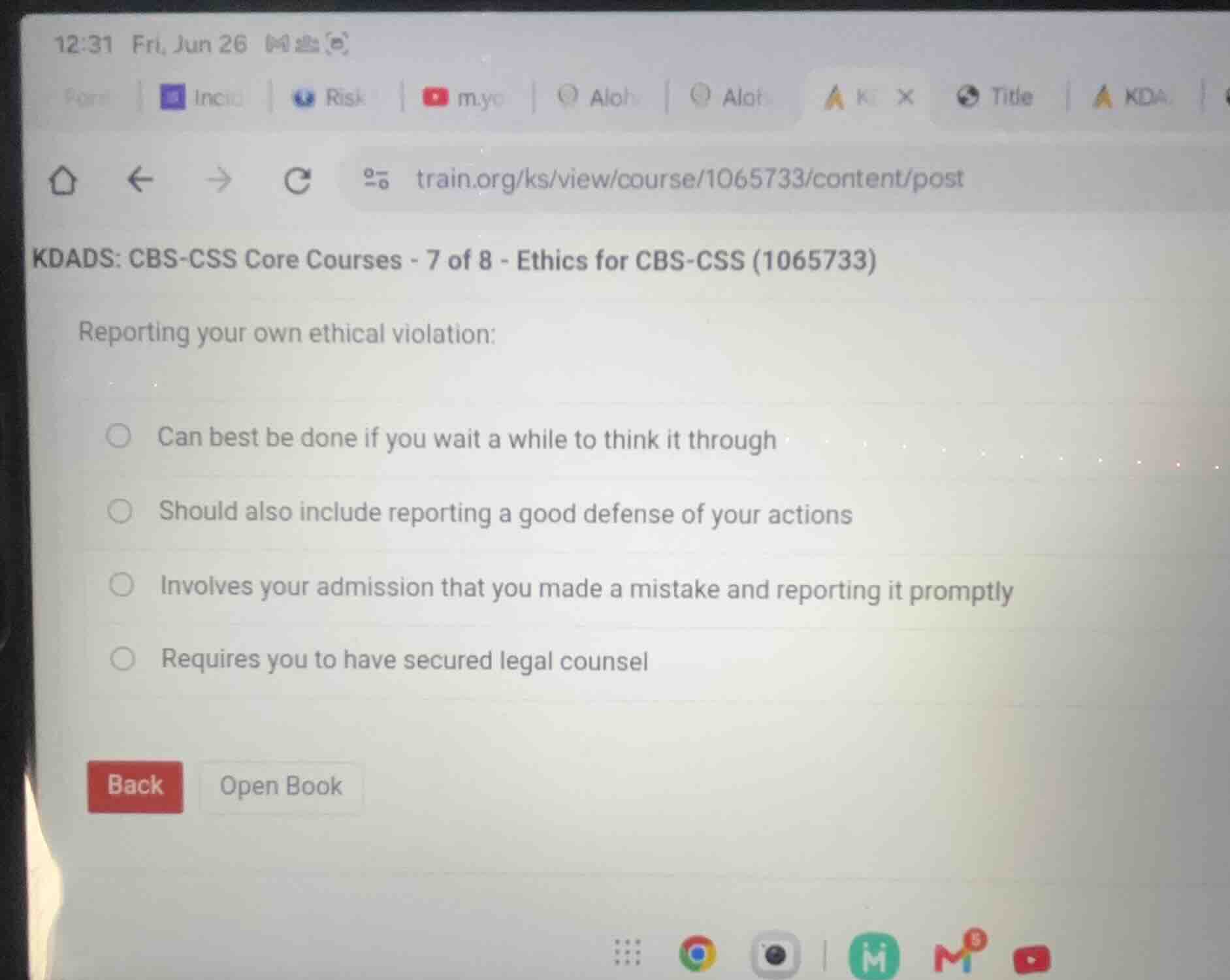 reporting your own ethical violation: can best be done if you wait a wh…
