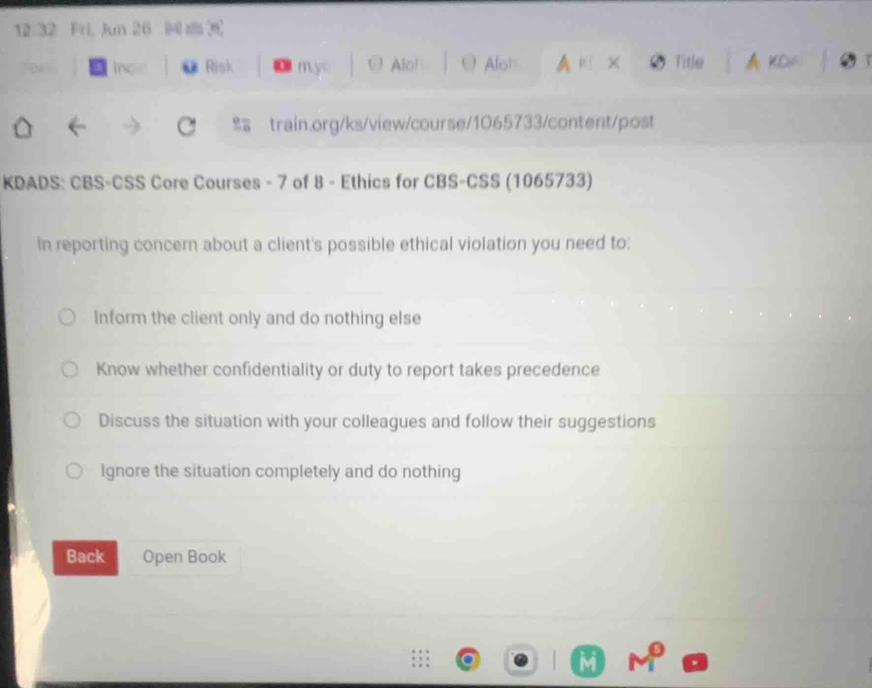 in reporting concern about a clients possible ethical violation you nee…