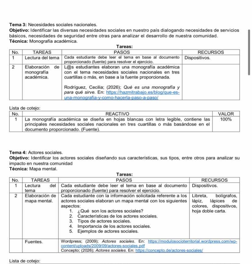 tema 3: necesidades sociales nacionales. objetivo: identificar las dive…