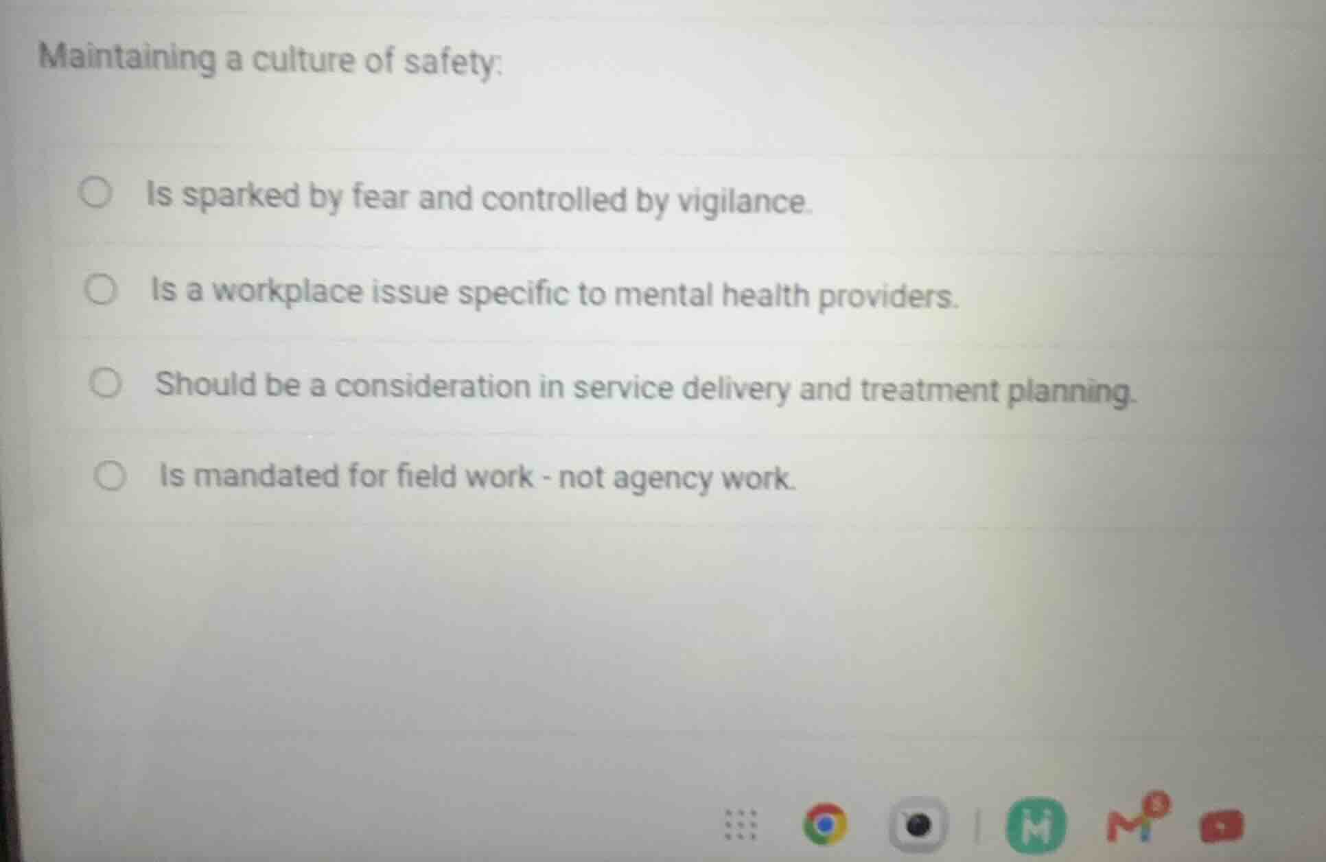maintaining a culture of safety: is sparked by fear and controlled by v…