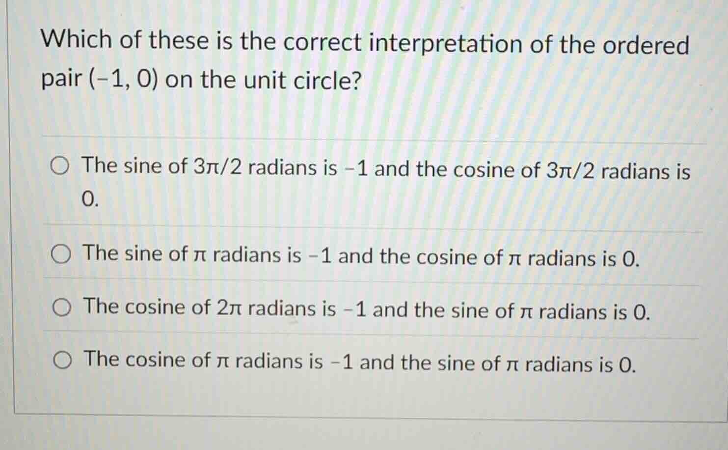 which of these is the correct interpretation of the ordered pair \\((-1…