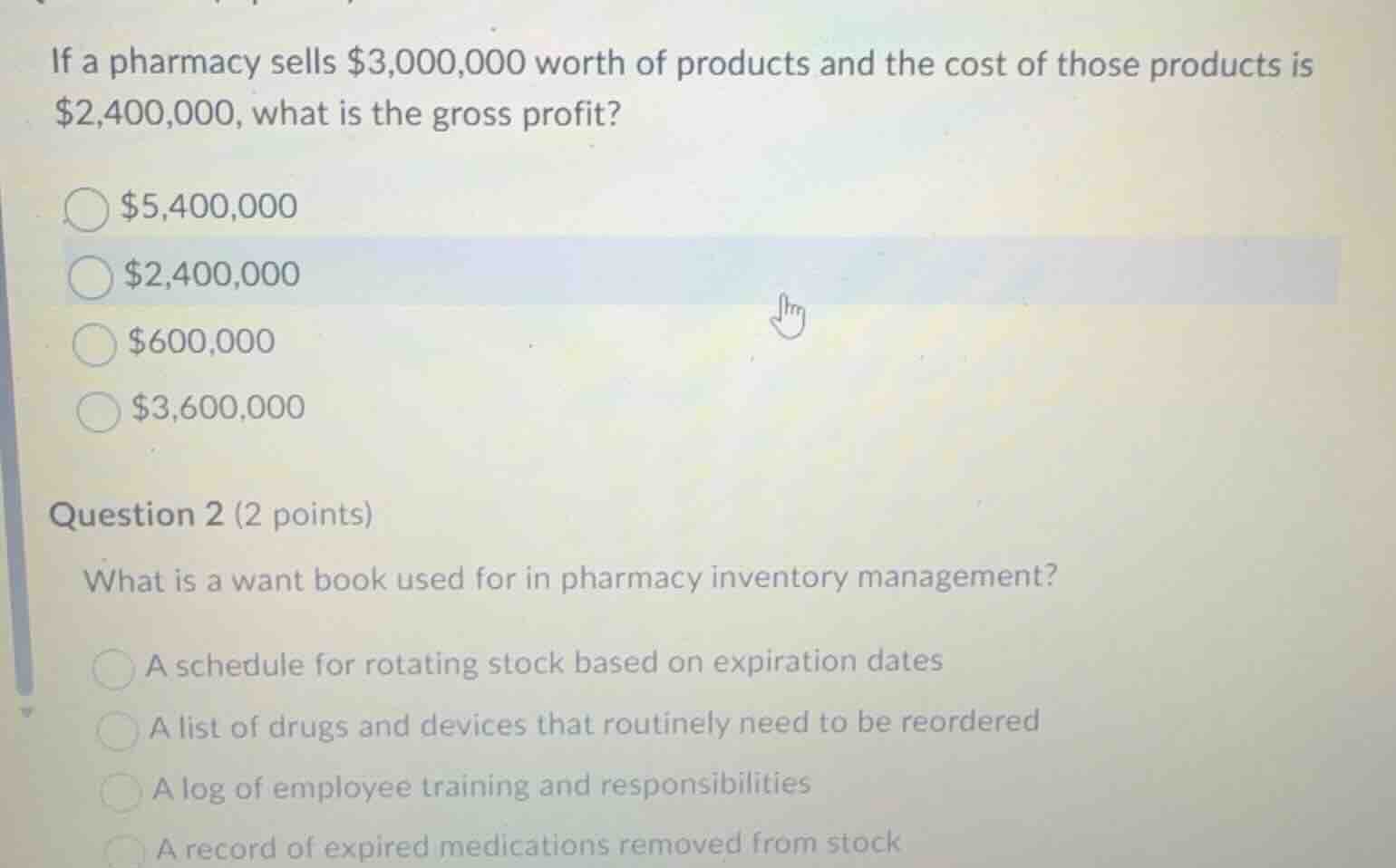 if a pharmacy sells $3,000,000 worth of products and the cost of those …