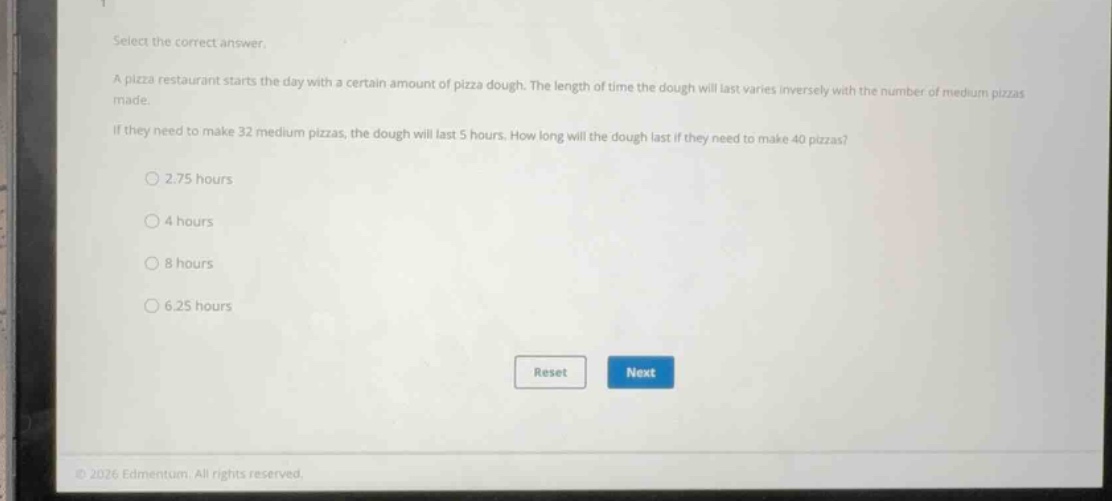 select the correct answer. a pizza restaurant starts the day with a cer…