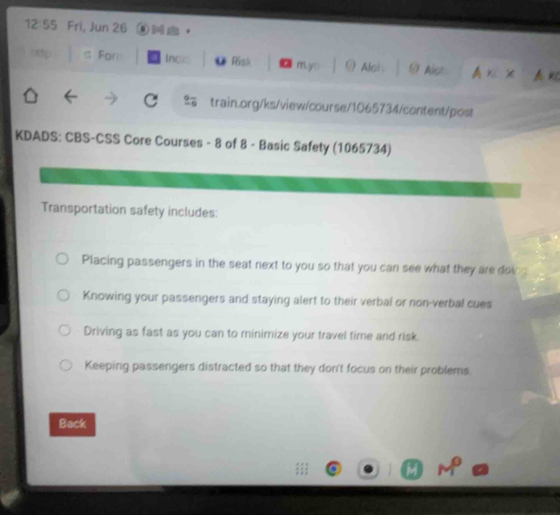 transportation safety includes: placing passengers in the seat next to …