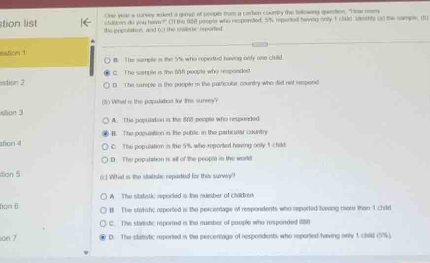 one year a survey asked a group of people from a certain country the fo…