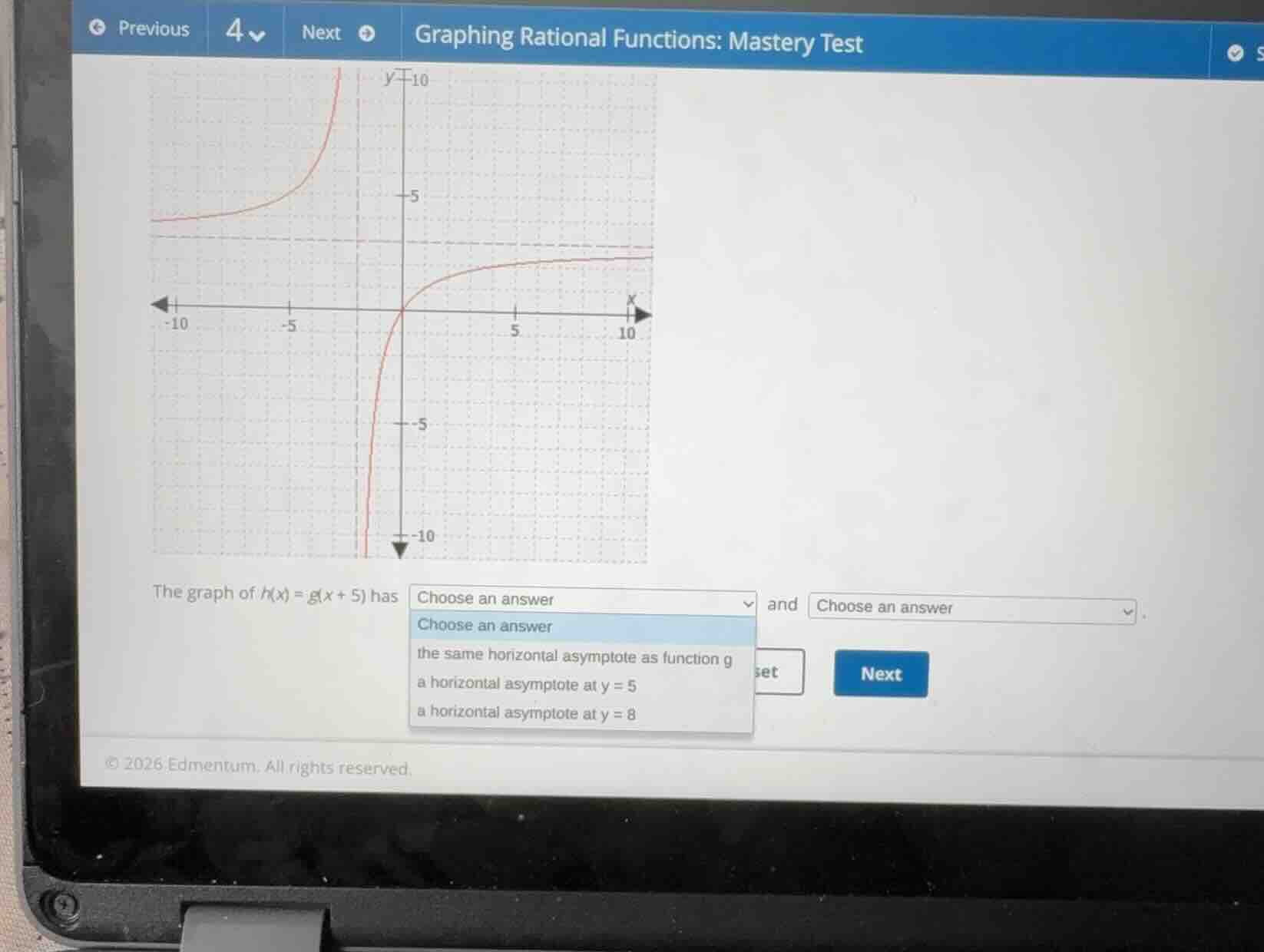 graphing rational functions: mastery test the graph of \\(h(x) = g(x + …
