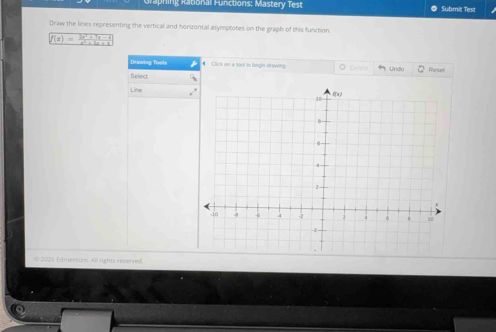 draw the lines representing the vertical and horizontal asymptotes on t…
