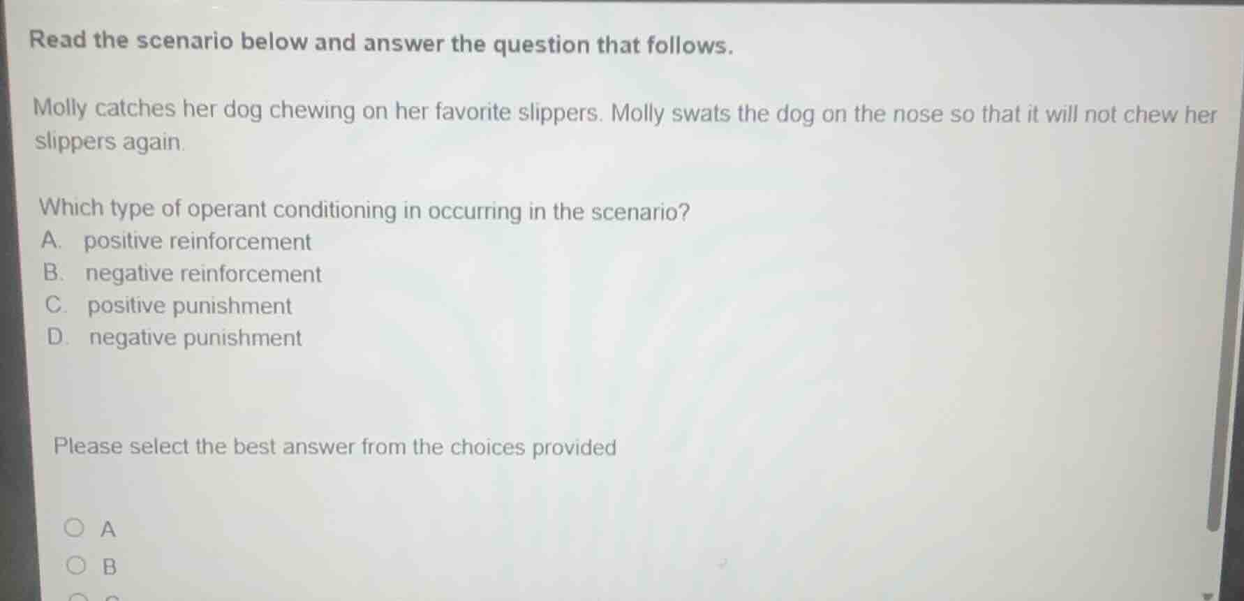 read the scenario below and answer the question that follows. molly cat…