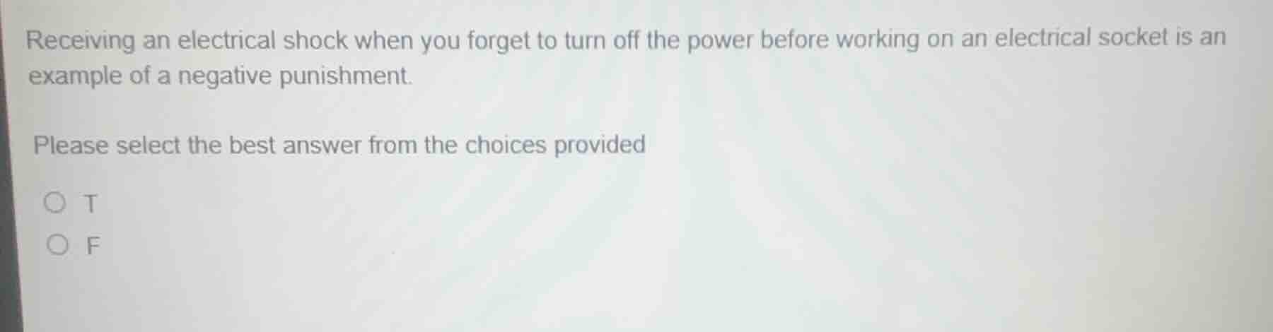 receiving an electrical shock when you forget to turn off the power bef…