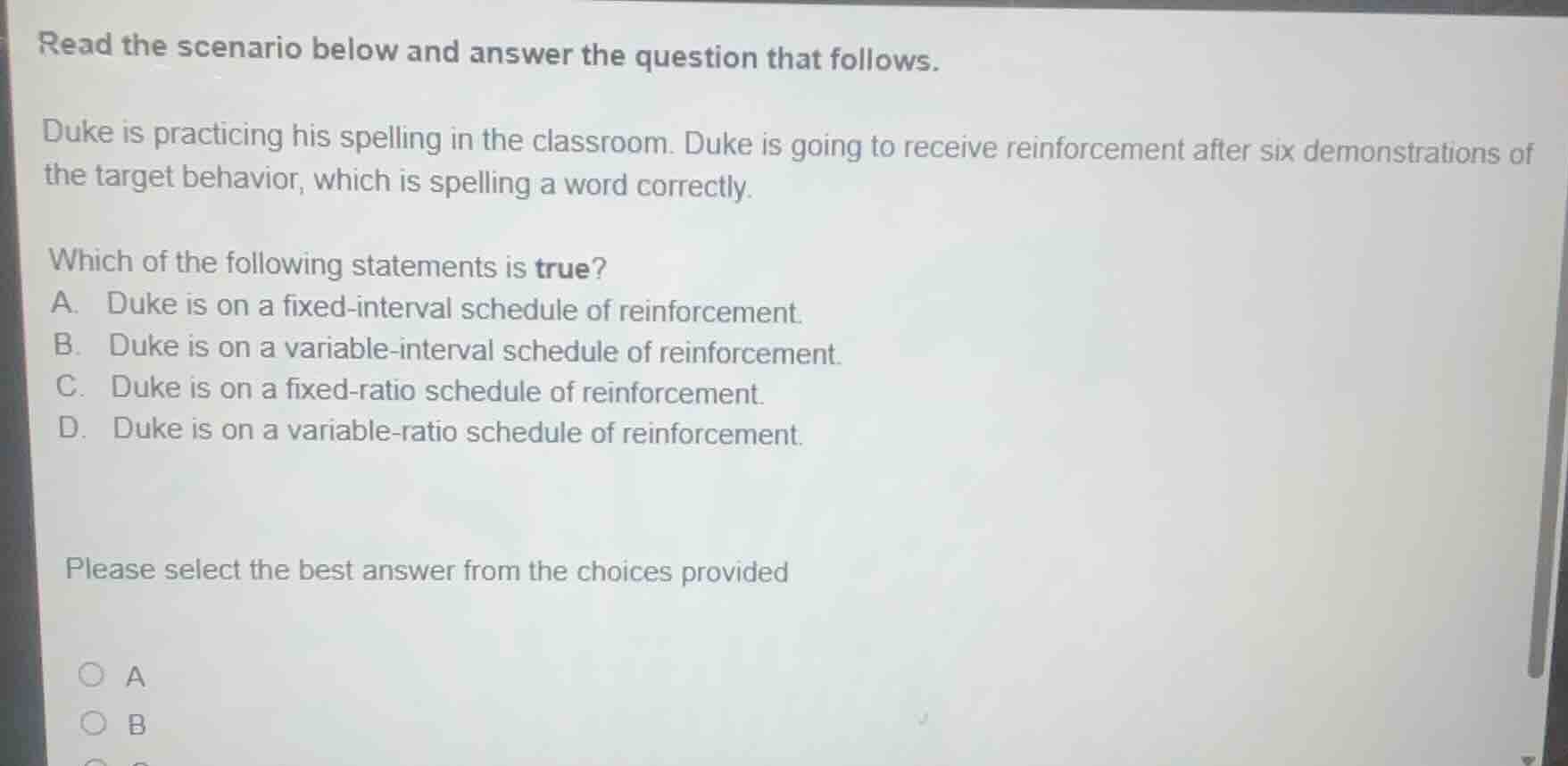 read the scenario below and answer the question that follows. duke is p…