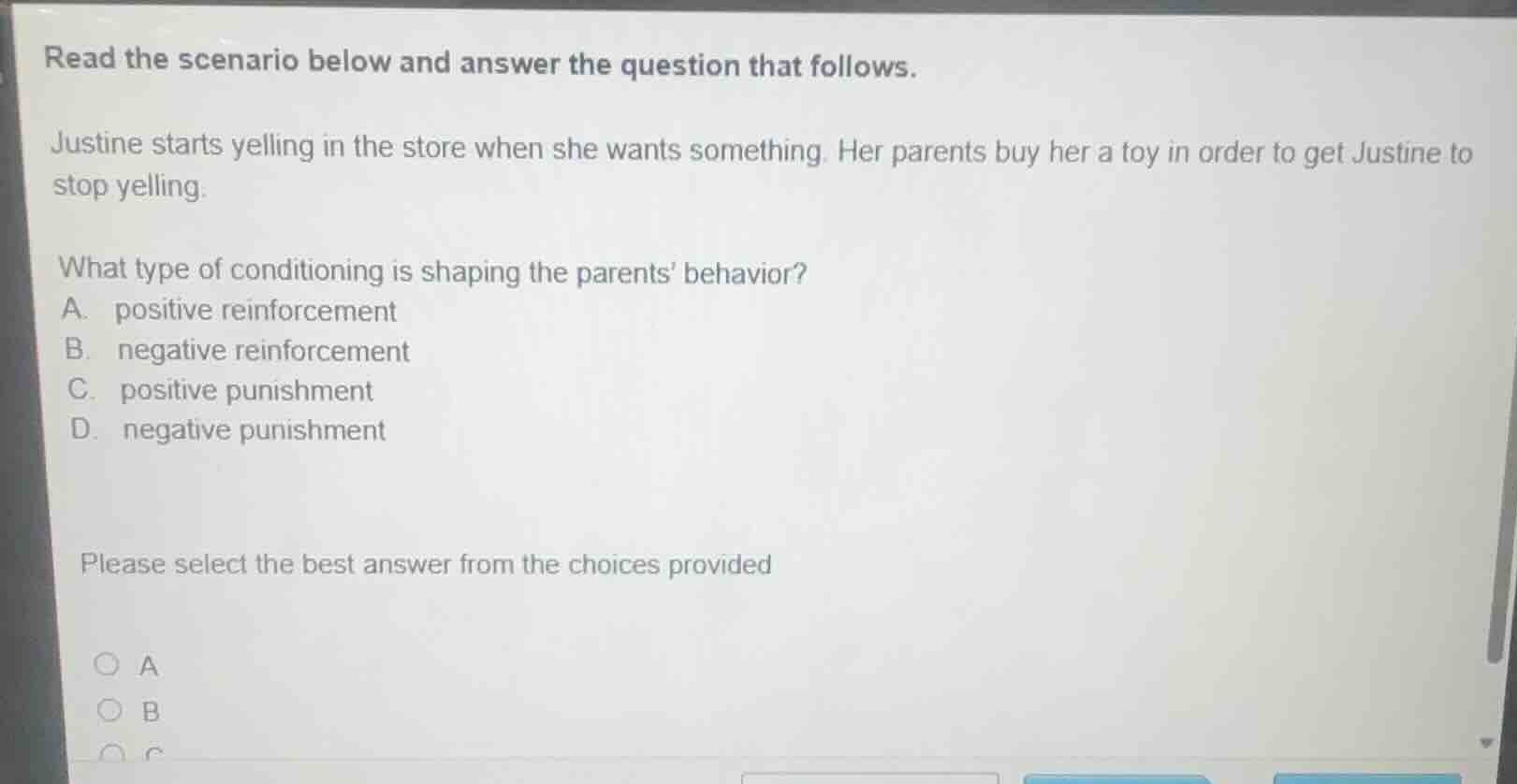 read the scenario below and answer the question that follows. justine s…