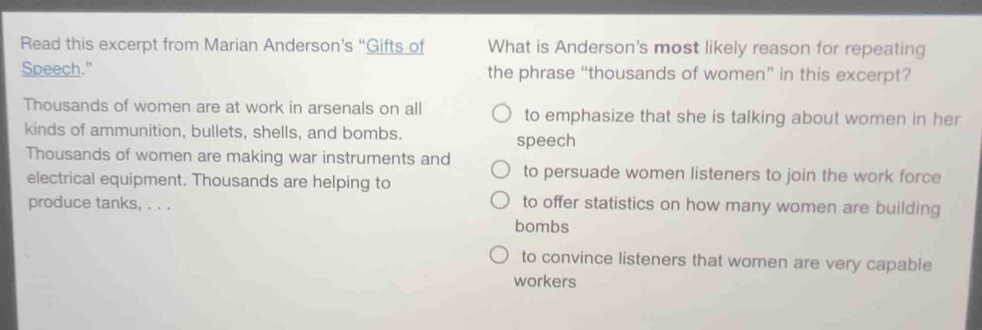 read this excerpt from marian andersons \gifts of speech.\ thousands of…