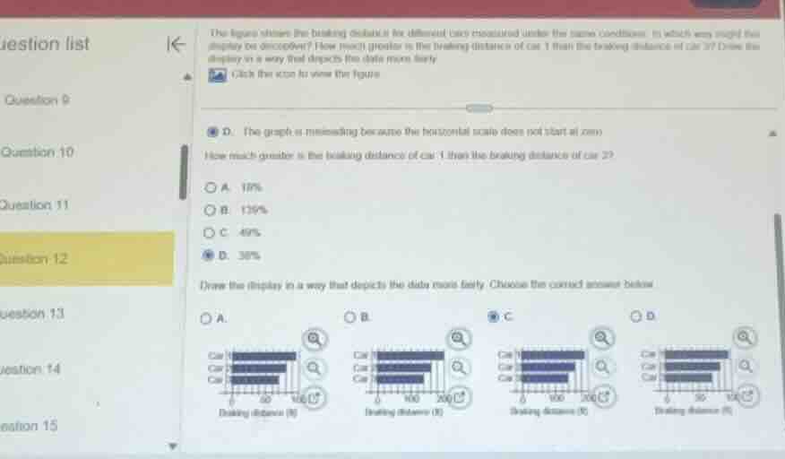 the figure shows the braking distance for different cars measured under…