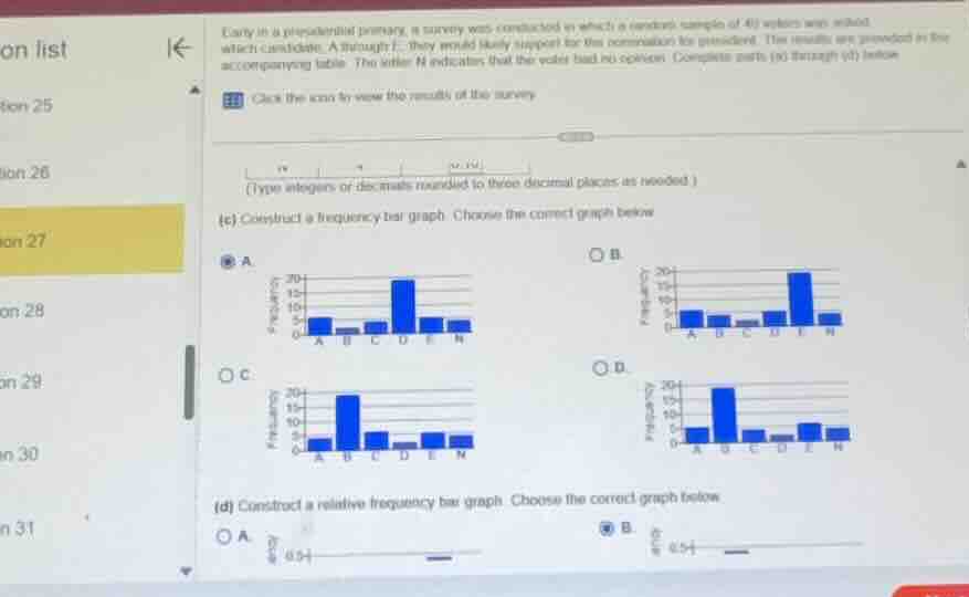 early in a presidential primary, a survey was conducted in which a rand…