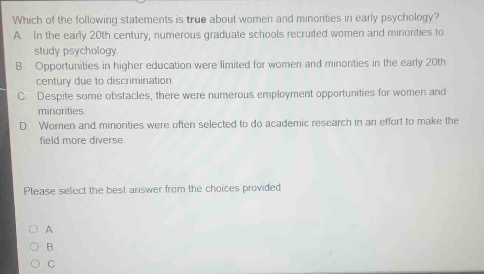 which of the following statements is true about women and minorities in…