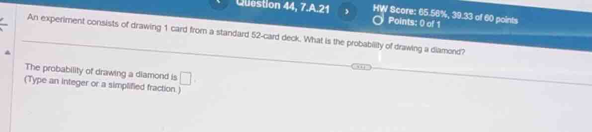 an experiment consists of drawing 1 card from a standard 52-card deck. …