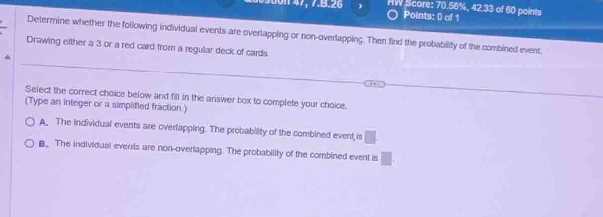 determine whether the following individual events are overlapping or no…