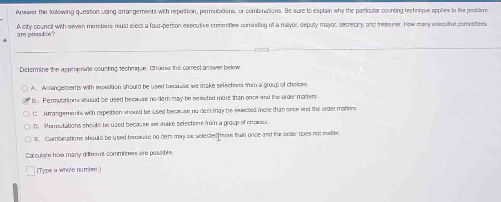 answer the following question using arrangements with repetition, permu…