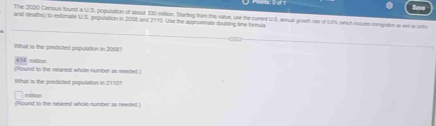 the 2020 census found a u.s. population of about 330 million. starting …
