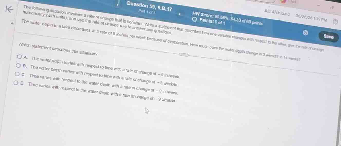 the following situation involves a rate of change that is constant. wri…
