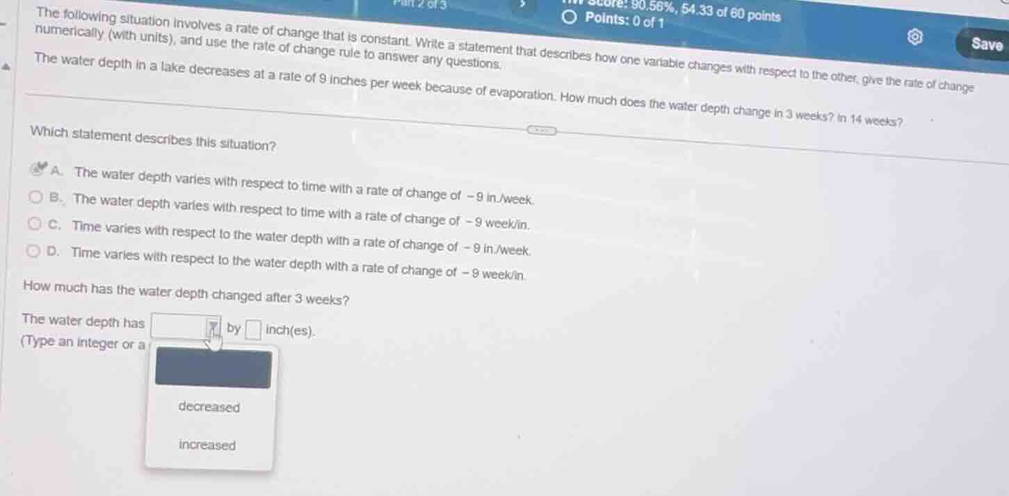 the following situation involves a rate of change that is constant. wri…
