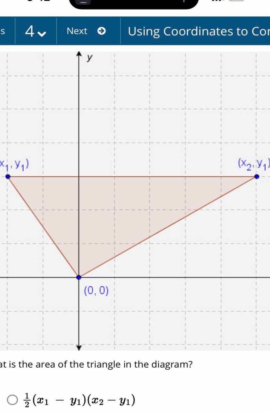 what is the area of the triangle in the diagram? \\(\\frac{1}{2}(x_1 - …