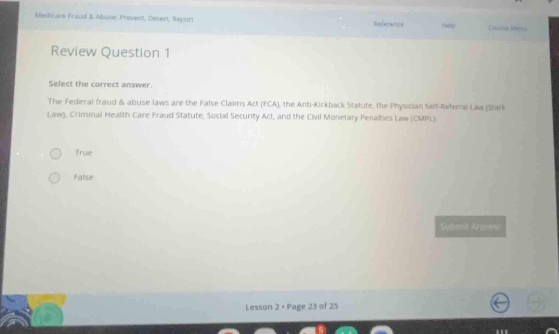 review question 1 select the correct answer. the federal fraud & abuse …