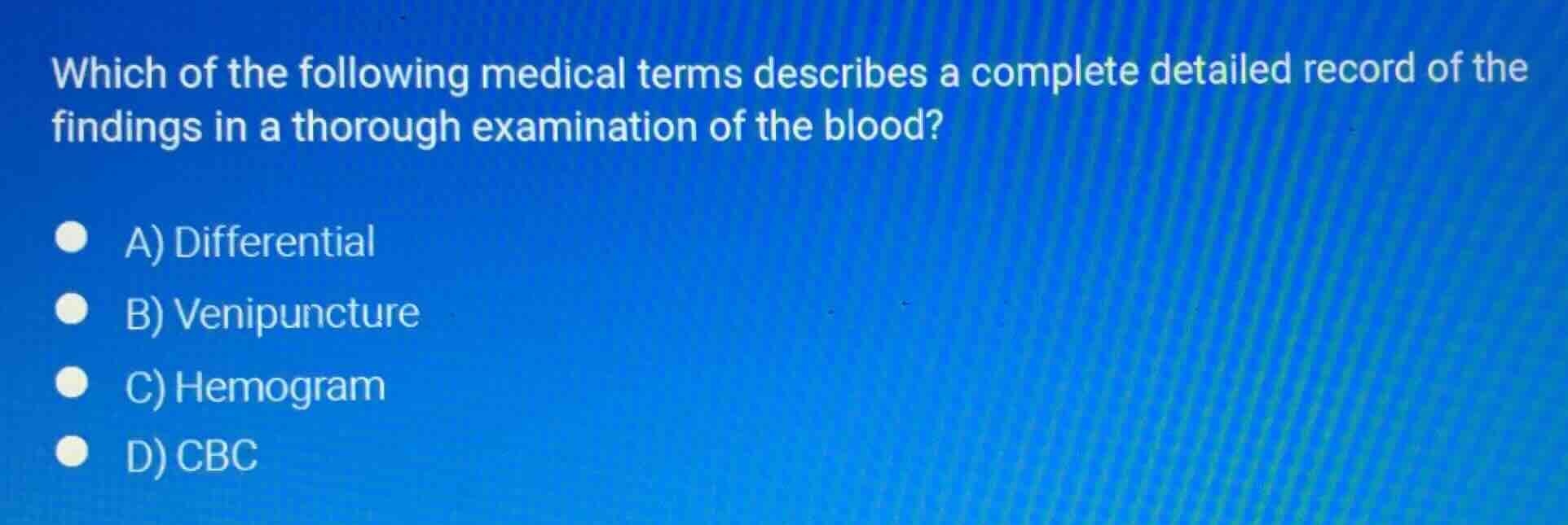 which of the following medical terms describes a complete detailed reco…