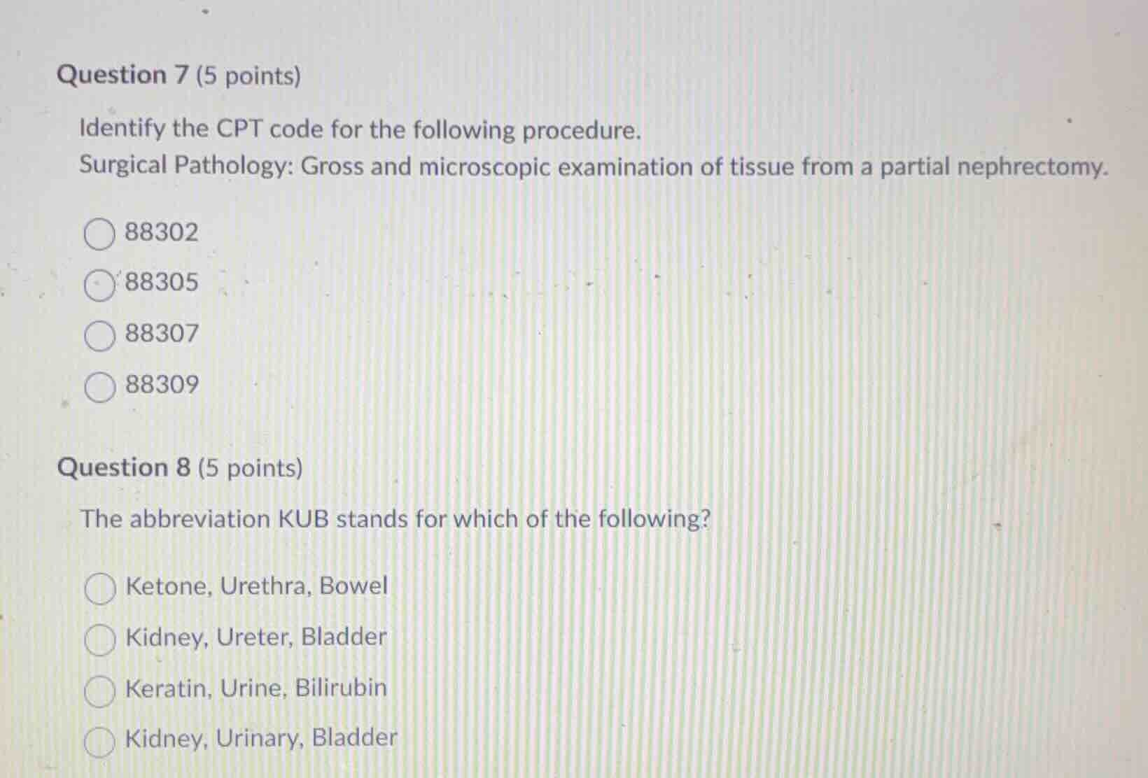 question 7 (5 points) identify the cpt code for the following procedure…